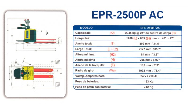 Diagramatecnico Epr 2500pac Montacargas Del Valle De México 7974